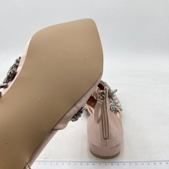 XYD Nude Pointed Toe D'Orsay Wedding Flat Sandals Rhinestones Ankle Strap Shoes - Picture 6 of 8